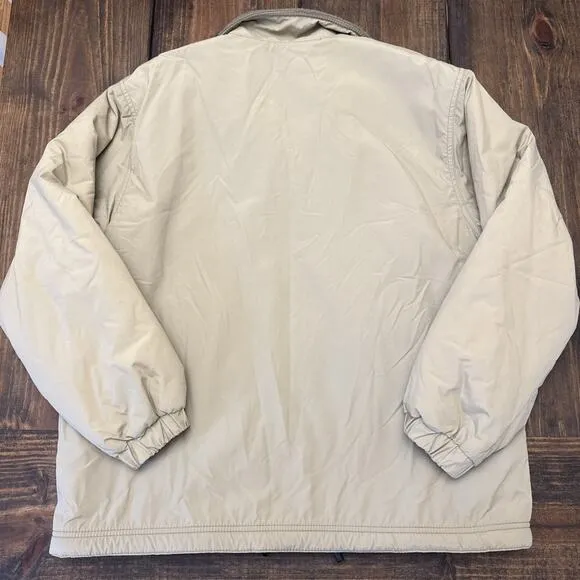 Vintage LL Bean Warm Up Jacket Womens Large Tan Fleece Lined, Made In USA, 90s
