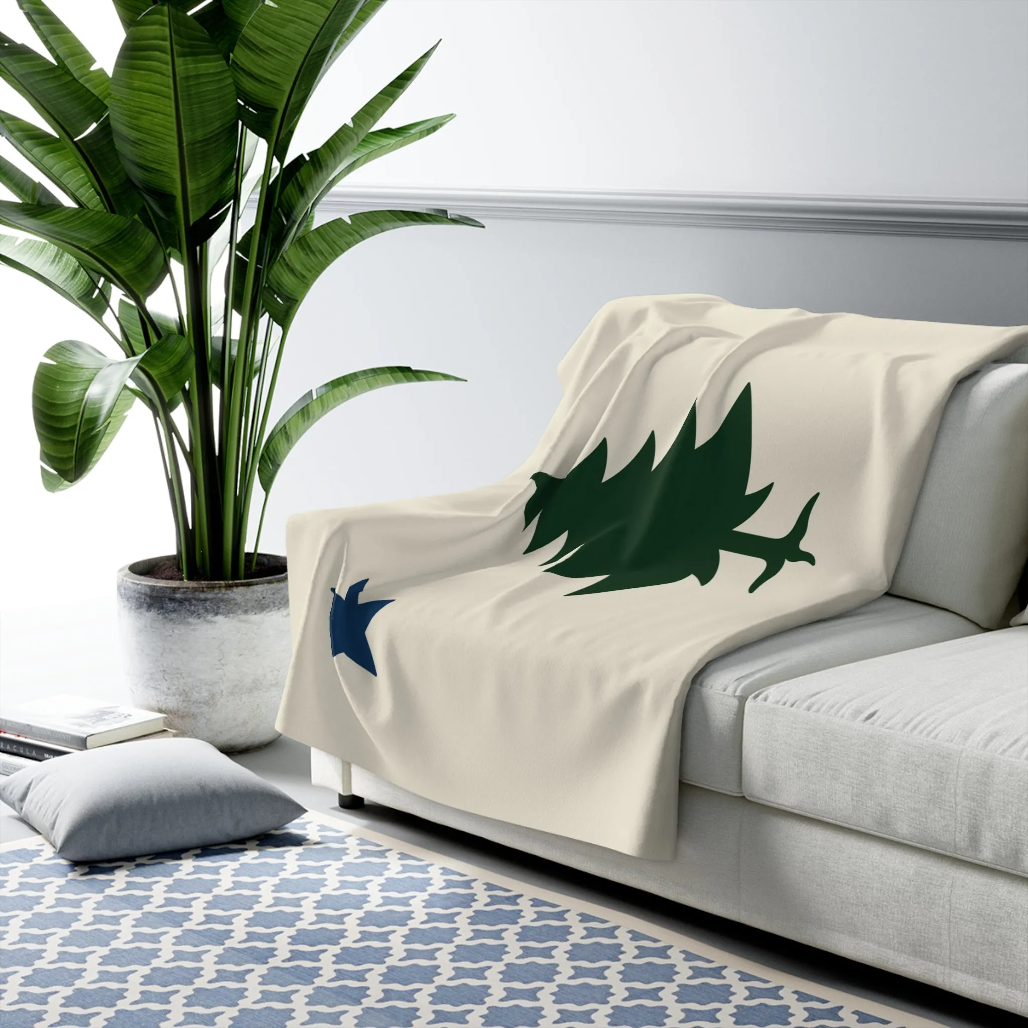 Vintage Maine Flag Sherpa Fleece Blanket