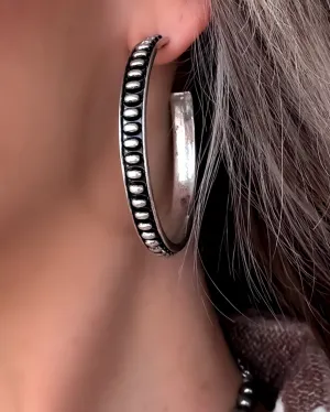 Western Bubble Hoop Earrings - Silver