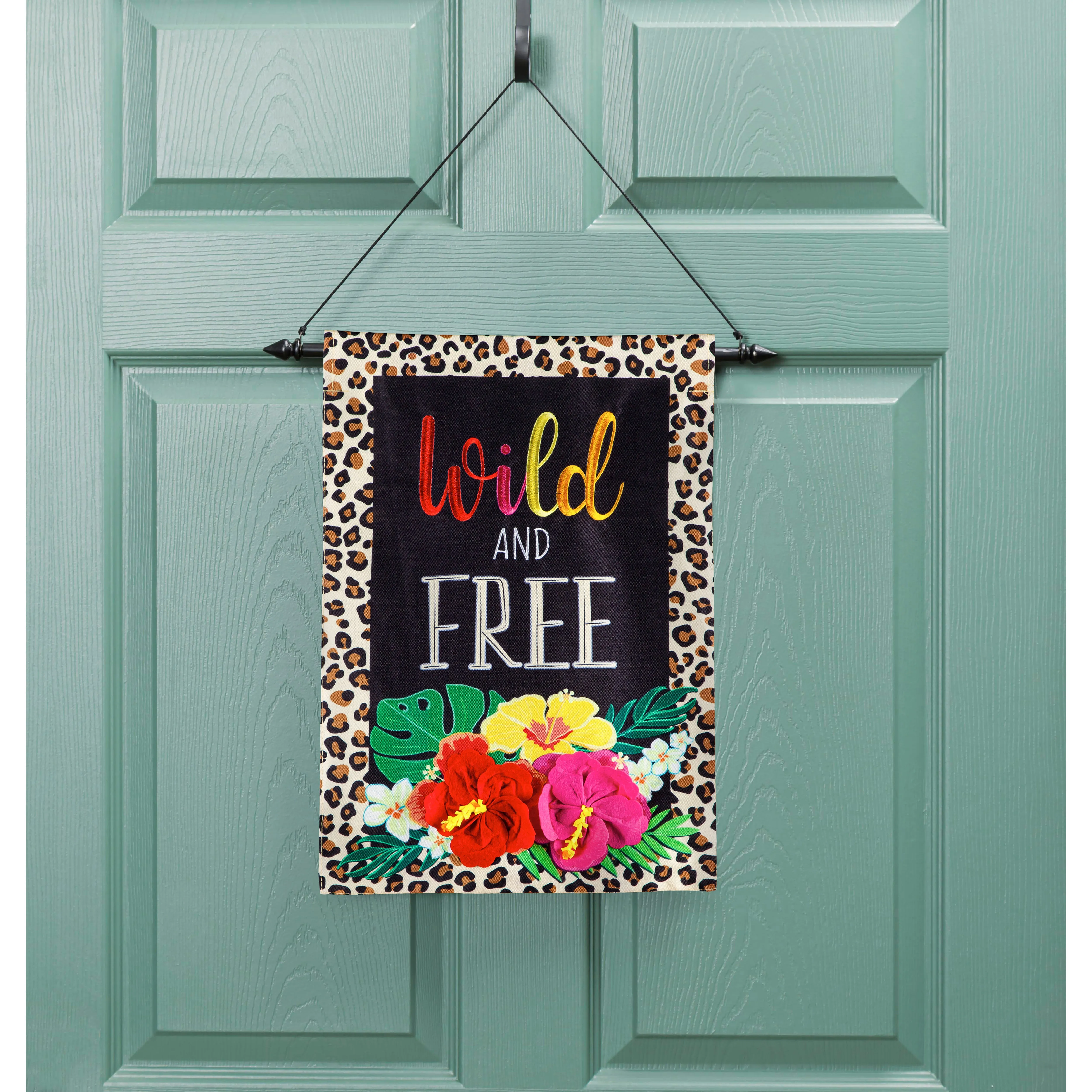 Wild and Free Garden Linen Flag,14l10417