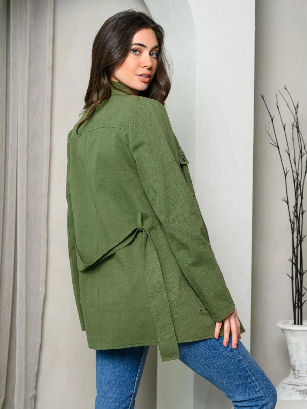 WOMEN'S LONG SLEEVE BUTTON CLOSURE COAT