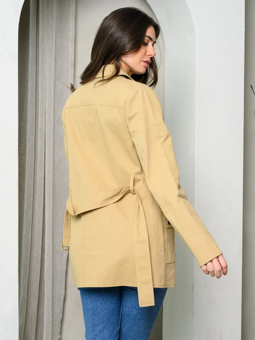 WOMEN'S LONG SLEEVE BUTTON CLOSURE COAT