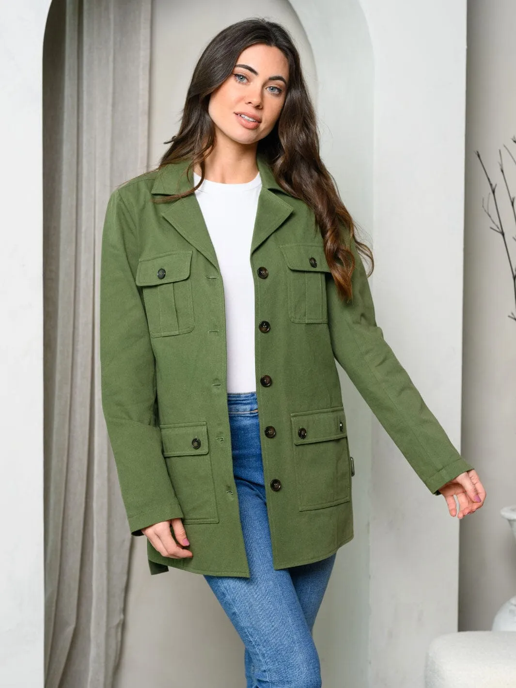 WOMEN'S LONG SLEEVE BUTTON CLOSURE COAT