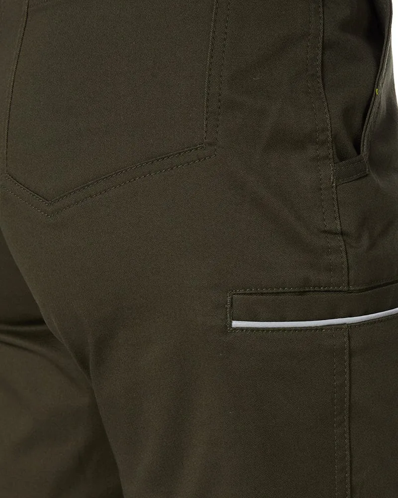 Womens Mid Rise Stretch Cotton Pants - Olive