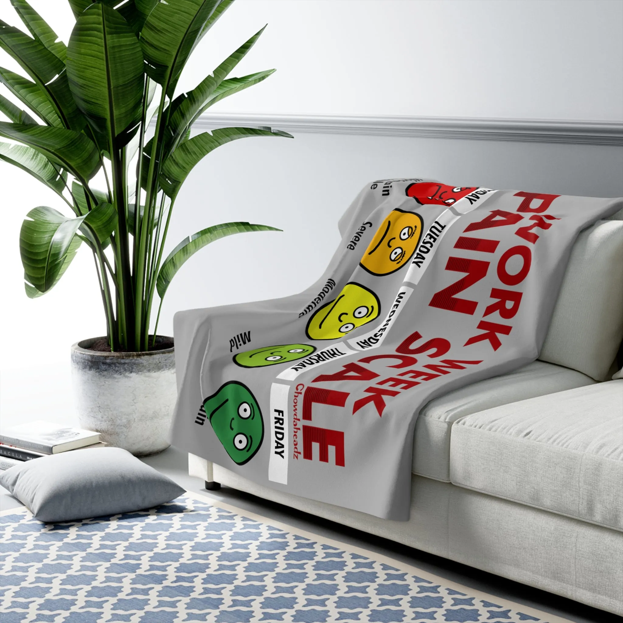 Work Week Pain Scale Sherpa Fleece Blanket