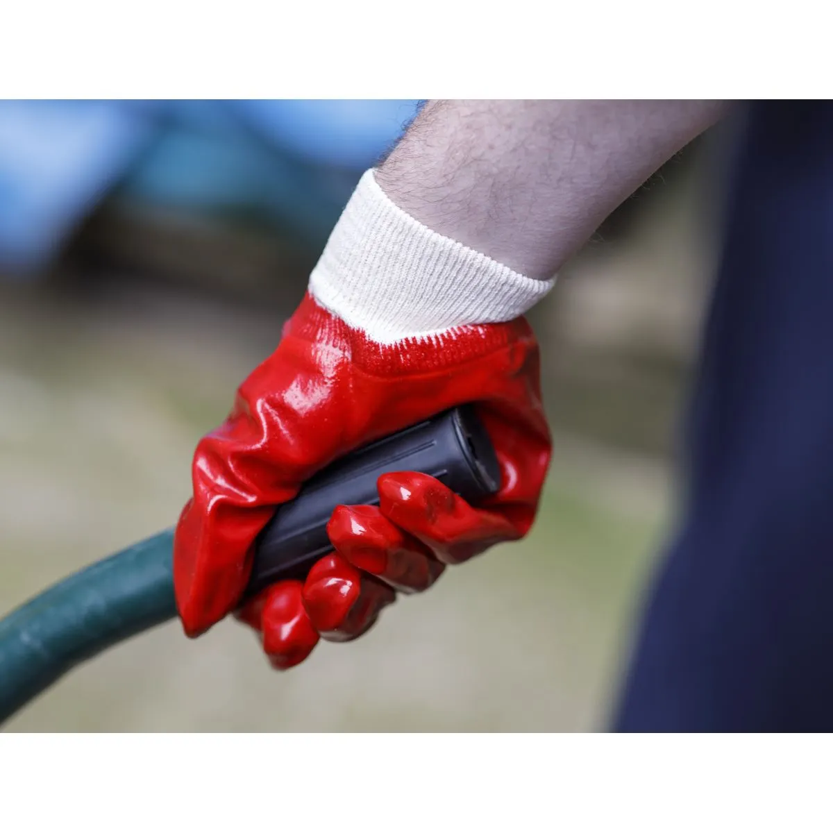 Worksafe by Sealey General-Purpose PVC Gloves Knitted Wrist (Large) - Pair