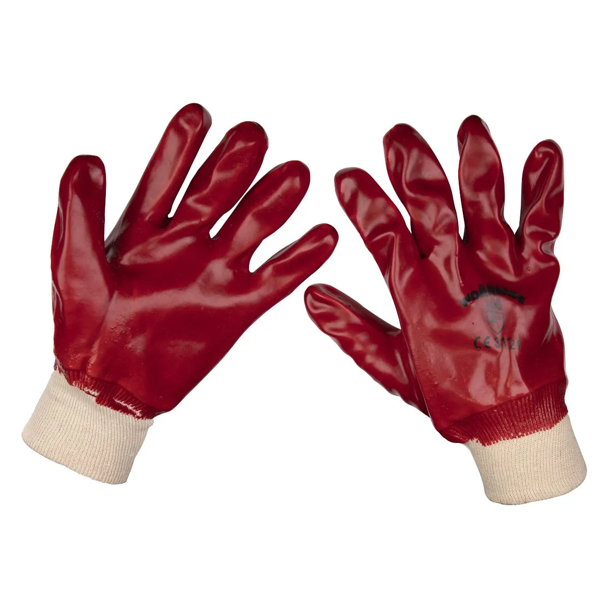 Worksafe by Sealey General-Purpose PVC Gloves Knitted Wrist (Large) - Pair