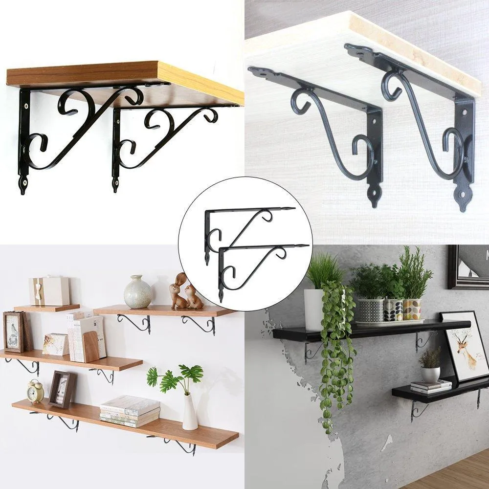 Yojoloin Hand Fogred Curved Hooks 7.9" Set of 2 Plant Wall Mount Hangers Hooks Hanging Brackets Metal Wall Mount for Plant,Flowers,Lantern,Boards(2 PCS)